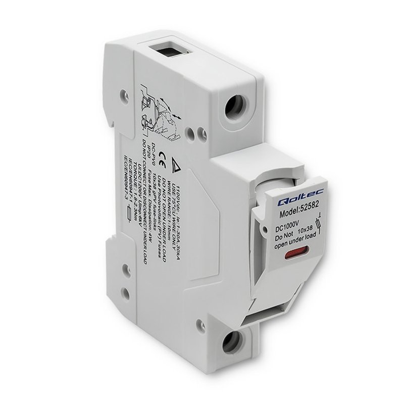 Support de fusible rail DIN Qoltec 52582 Support de fusible pour rail DIN 30A 1000VDC Qoltec 52582